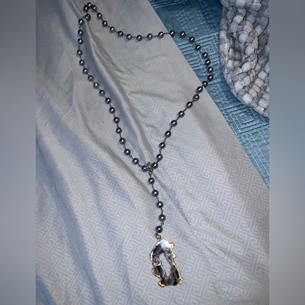 Light blue pearl Betsy Pittard necklace